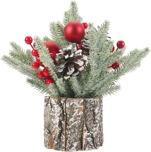 Super Holiday Small Winter Christmas Tree, Artificial Mini Tabletop Christmas Tr - Picture 1 of 6
