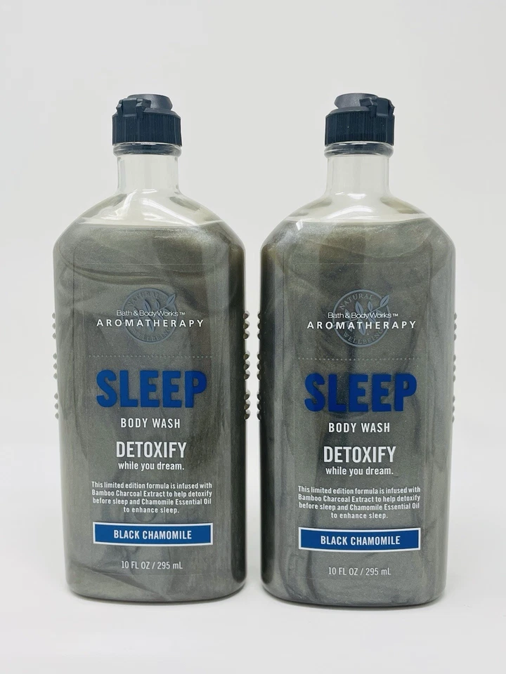 2 Bath & Body Works Aromatherapy Sleep Detoxify Black Chamomile Body Wash