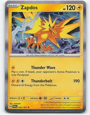 Zapdos #065/167 Holo Pokemon Card SV06: Twilight Masquerade - Image 1 of 2