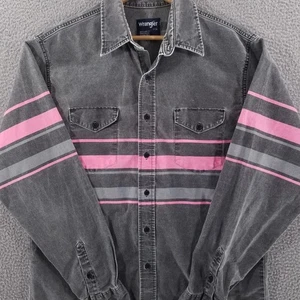 Camisa De Colección Wrangler Brushpopper Grande 17 Gris Rosa Caliente Western Rodeo Vaquero Neón - Imagen 1 de 18