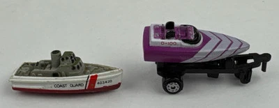 2 Micro Machines Boats Coast Guard Cutter Boat Speed Boat With Trailer - Image 1 of 4