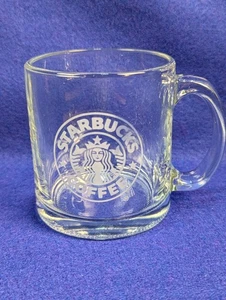 VTG Starbucks Clear Glass Mermaid Etched Logo Coffee Mug 12oz *Made in USA* - Picture 1 of 9