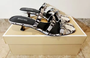 Michael Kors | Darrington White Snake 2" Kitten Heels Sandals Size 7.5 M NEW! ✨️ - Picture 1 of 14
