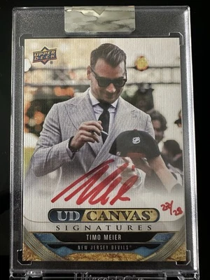 2024-25 Upper Deck Clear Cut Timo Meier Ud Canvas Autograph Red Ink /28 Jersey # - Image 1 of 2