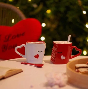 Couple Kissing Mug Set Coffee Tea Cup for Valentine’s Day, Anniversary Gift - Picture 1 of 8