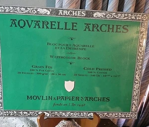 Arches Aquarellblock 10x14 Zoll Naturweiß 100 % Baumwolle Papier - 20 Blatt... - Bild 1 von 8