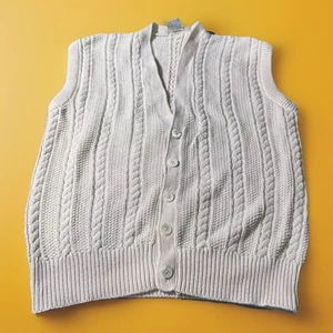 NORSPORT Sleeveless Sweater Vest Beige Women's Size XL Tall Button V-Neck Top - Picture 1 of 6