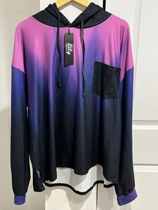 Lily by Firmiana Hoodie Jacket Lightweight Purple Pink Ombré Chest Pocket 4XL - Picture 1 of 9