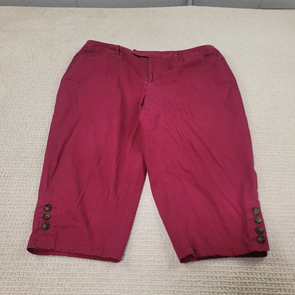 St.Johns Bay 女式 20W 卡普里裤弹力短下摆纽扣细节平前 — 第 1/4 张图片