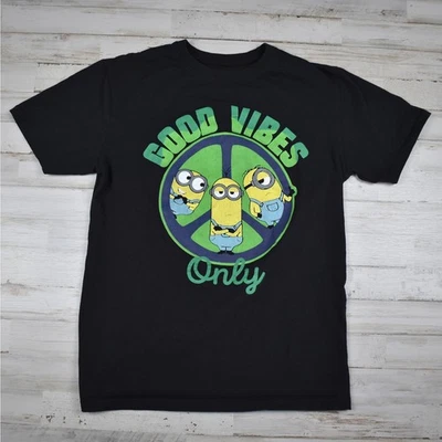 Despicable Me Minions Good Vibes Only black short sleeve t-shirt boys sz medium - Image 1 of 4