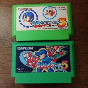Mega Man (Rock Man) 3 & 5 Capcom Japanese NES Software Operation confirmed - Picture 1 of 2