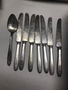 Lote de 8 cuchillos cuchara vintage chapados en plata excelentes artículos de artesanía - Imagen 1 de 5