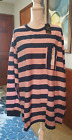 Use Original Size 2XL Big & Tall Pink & Navy Stripes Long Sleeve 1 Pocket 32" L