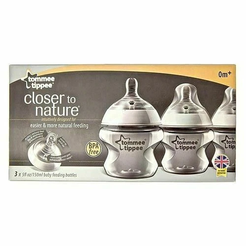 Tommee Tippee Closer to Nature 3 Bottles 5 Oz 0m Slow Flow Gr10-om31