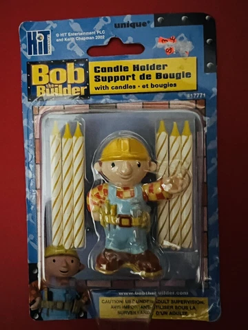 Bob The Builder Birthday Candle Holder/ Candles Unique 2001 NEW Cover