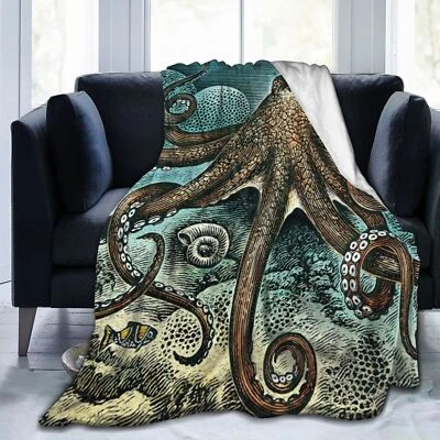 Lion Camel Frog Octopus Jellyfish Bedspread Throw Blanket Birthday Xmas Gift - Image 1 of 4