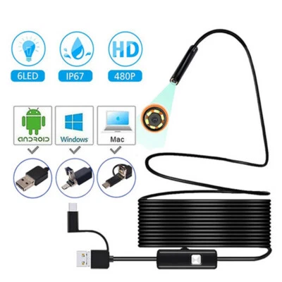 OIIWAK 3in1 7.0 mm USB IP65 Endoscope Snake Inspect Borescope Camera for PC/Android