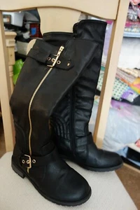 Forever Womens fashion combat boots- Size 5 1/2 M Black no box - Bild 1 von 4