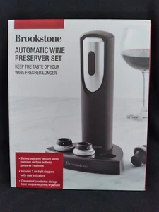 BROOKSTONE Automatic Wine Preserver Set – 3 Stoppers w/ Date Indicators & Stand - Picture 1 of 8