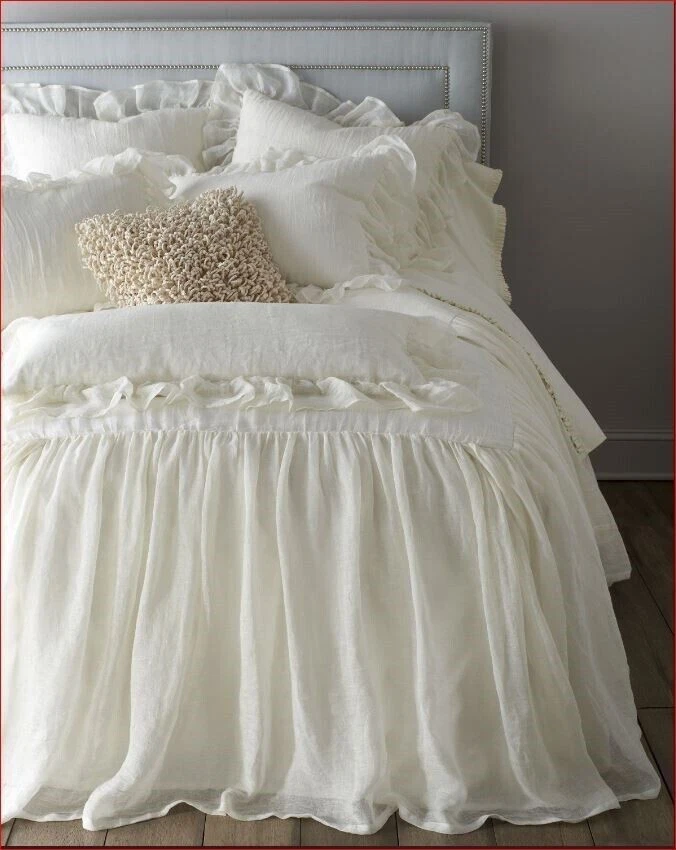 Colcha 2 piezas Pine Cone Hill DOBLE y Euro Sham Savannah Lino Gasa Marfil Nueva Foto 1 de 4