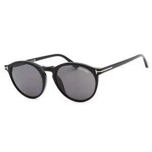Tom Ford Men's Sunglasses Shiny Black Plastic Round Full Rim Frame FT0904 01A - Picture 1 of 2