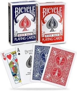 Bicycle Rider Back Poker Playing Cards, 2 Count (DECKS-2), Red & Blue ~ TRUSTED - Picture 1 of 7