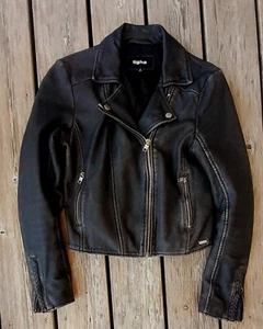coole tigha Lederjacke im used look, Gr. M, schwarz - Bild 1 von 3