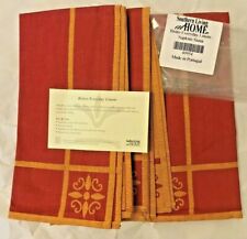 Southern Living at Home ~ "Siena" ~ 4 Cloth Napkins ~ Red  w/ Gold Accents ~ NIP