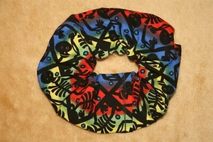 Scrunch-Ups HAIR SCRUNCHIES - Rainbow Stripes W Skeletons, Squares & Blue Stars - Picture 1 of 3