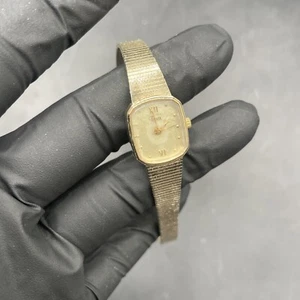 Timex Womens Watch BA Cell Gold Tone Case Stretch Band White Dial Quartz Analog - Picture 1 of 10