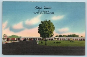 Postkarte DE Glasgow Delaware Clay's Motel um 1950 Leinen #2 AG8 - Bild 1 von 2
