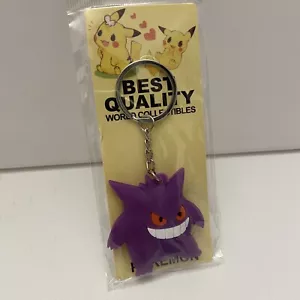 NEW Pokemon Best Quality World Collectibles Purple Smiling Gengar Keychain 4" - Picture 1 of 5