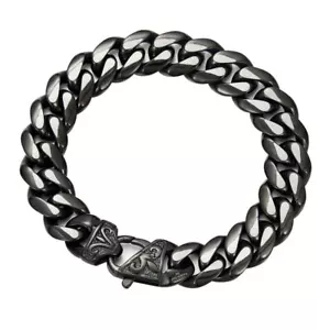 14mm Blue Black Cuban Chain Stainless Steel Necklace Men Hip Hop Jewelry 8-30" - Picture 1 of 7