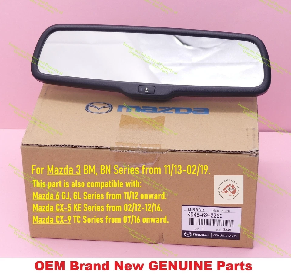 Brand New GENUINE Mazda 3 BM BN Rear View Mirror AUTO Dimming Type E11 026654 - Image 1 of 4