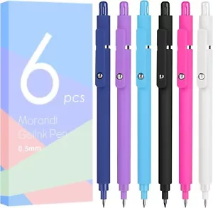 Gel Pens, 6 Pcs 0.5mm Fine Point Smooth Writing 1 Count (Pack of 6), Black - Picture 1 of 6