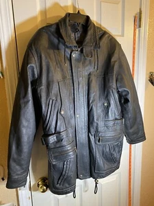 SELTENE Berlop Mexico Piel Legitima Echtleder Jacke Kordelzug Reißverschluss Knopf - Bild 1 von 22