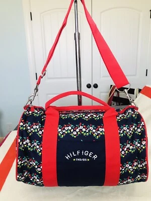 New Tommy Hilfiger Girl Mini Duffle Gym Bag Floral Navy Blue Cute - Image 1 of 4