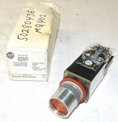 NUEVO PULSADOR ILUMINADO NARANJA CABEZAL EMPOTRADO REDONDO ALLEN BRADLEY 800MR-PA16AAK Foto 1 de 4