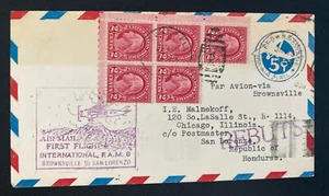 1930 Brownsville TX USA First Flight Airmail Cover FFC To Honduras FAM 8 - Picture 1 of 2