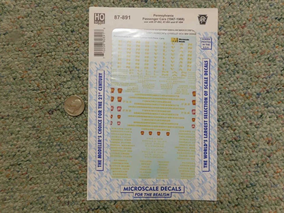 Microscale decals HO 87-891 Pennsylvania passenger cars 1947-68 E13 - Image 1 of 1