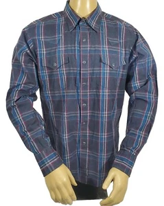 WRANGLER RETRO Mens Size L Large Plaid Western Long Sleeve Pearl Snap Shirt 45" - Picture 1 of 12