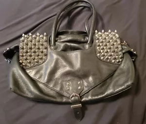 Amazing Rare GOTH leather studded Black Bag Purse Sam Edelman Soft Roomy - Picture 1 of 11