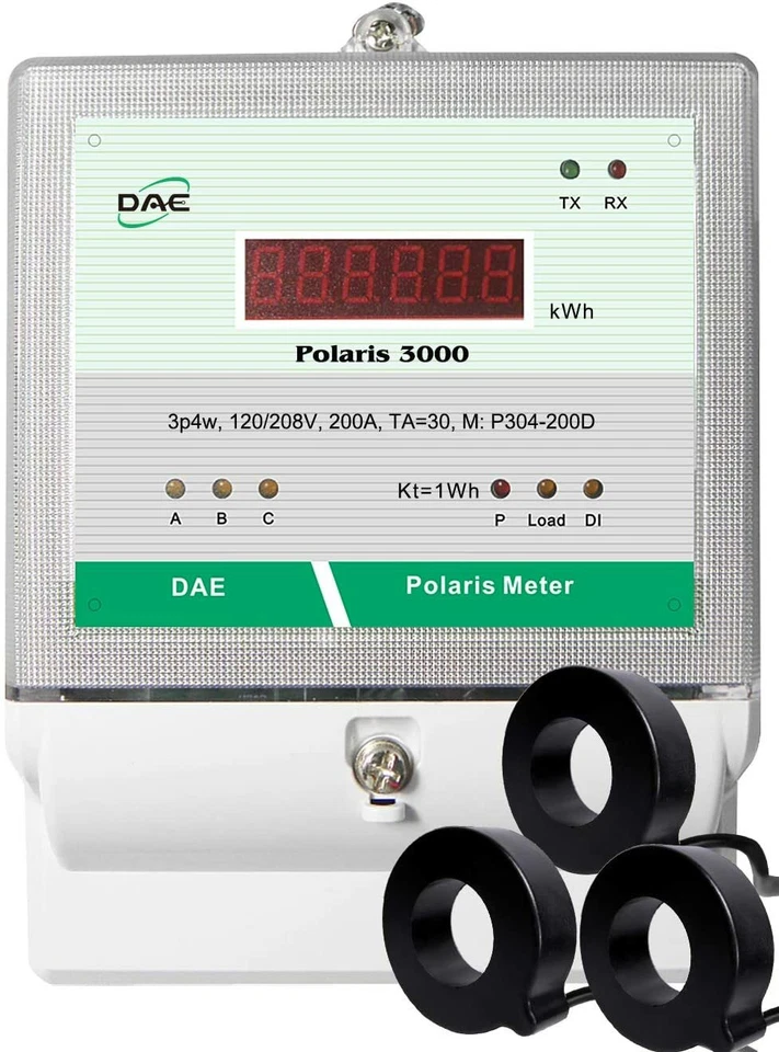 DAE P304-200-S KIT,UL 200A,120/208v,Multi-function meter,3P4W,3CT,RS485,Demand - Image 1 of 4