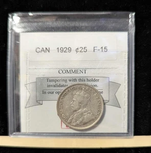 1929 ,  Coin Mart Graded Canadian, Twenty-Five Cent **F-15** - Foto 1 di 7
