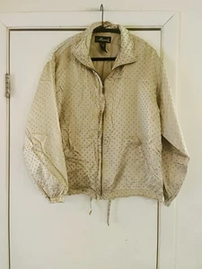Vintage 100% Seide Polka Dot 90s Champagne Metallic Gold Soft Windbreaker Bomber S/M - Bild 1 von 11
