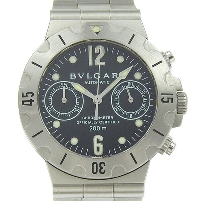 BVLGARI Diagonoscouba Watches SCB38S blackDial Stainless Steel Mechanical ... - Image 1 of 4