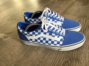 VANS Mens Old Skool Check 500714 Canvas Blue Skate Shoes Size 11.5 Sneakers - Picture 1 of 13