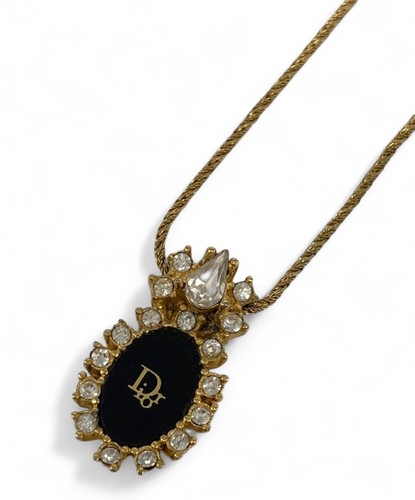Collana Christian Dior con logo strass catena autentica 9242