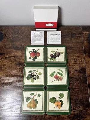 VINTAGE Pimpernel Cork Back Coasters “Hooker Fruits” RHS Made In England CLEAN - Image 1 of 2