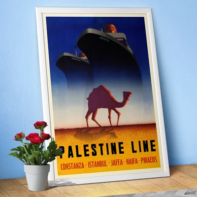 Palestine Line: travel poster 1934 – Rare retro travel print. Vintage Wall Art - Image 1 of 4